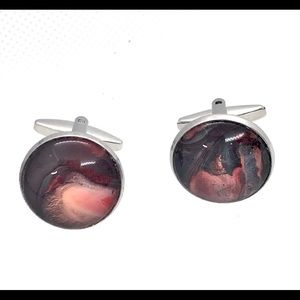 Cufflinks silver plated handcrafted glass